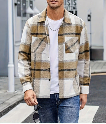 Herren Karo Hemdenjacke Lässig Casual