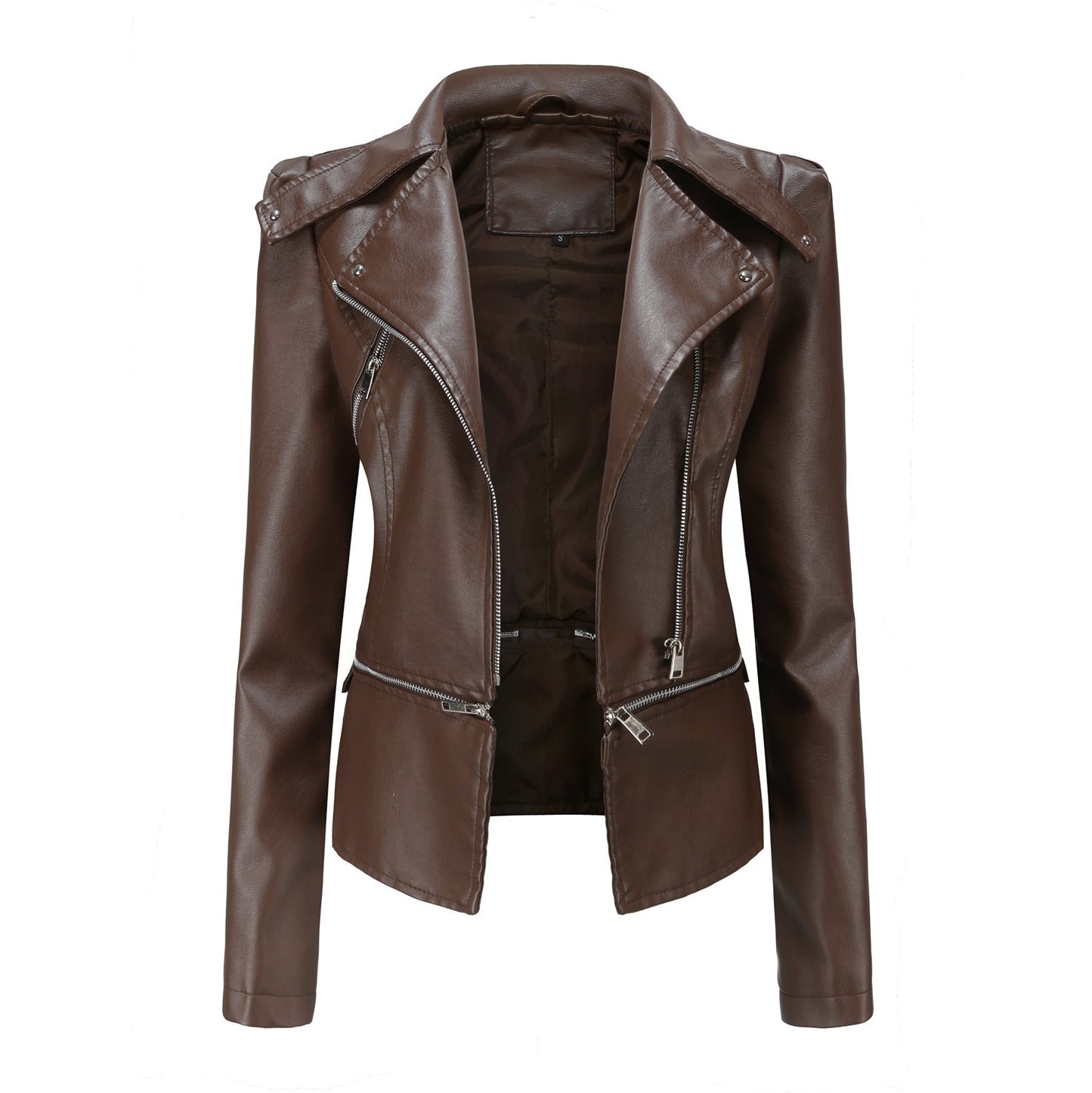 Damen Lederjacke Biker Style Asymmetrisch