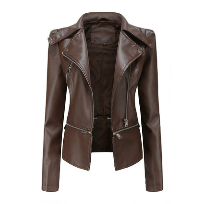 Damen Lederjacke Biker Style Asymmetrisch