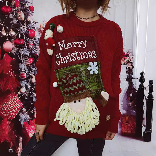 Weihnachts-Pullover Damen Festlich 3D Motive - IdealeKleiden