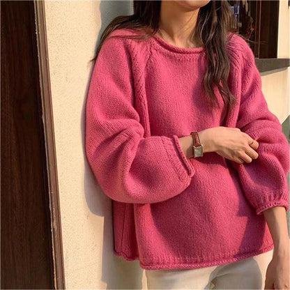 Damen Bequemer Oversized Pullover Weich Baumwolle