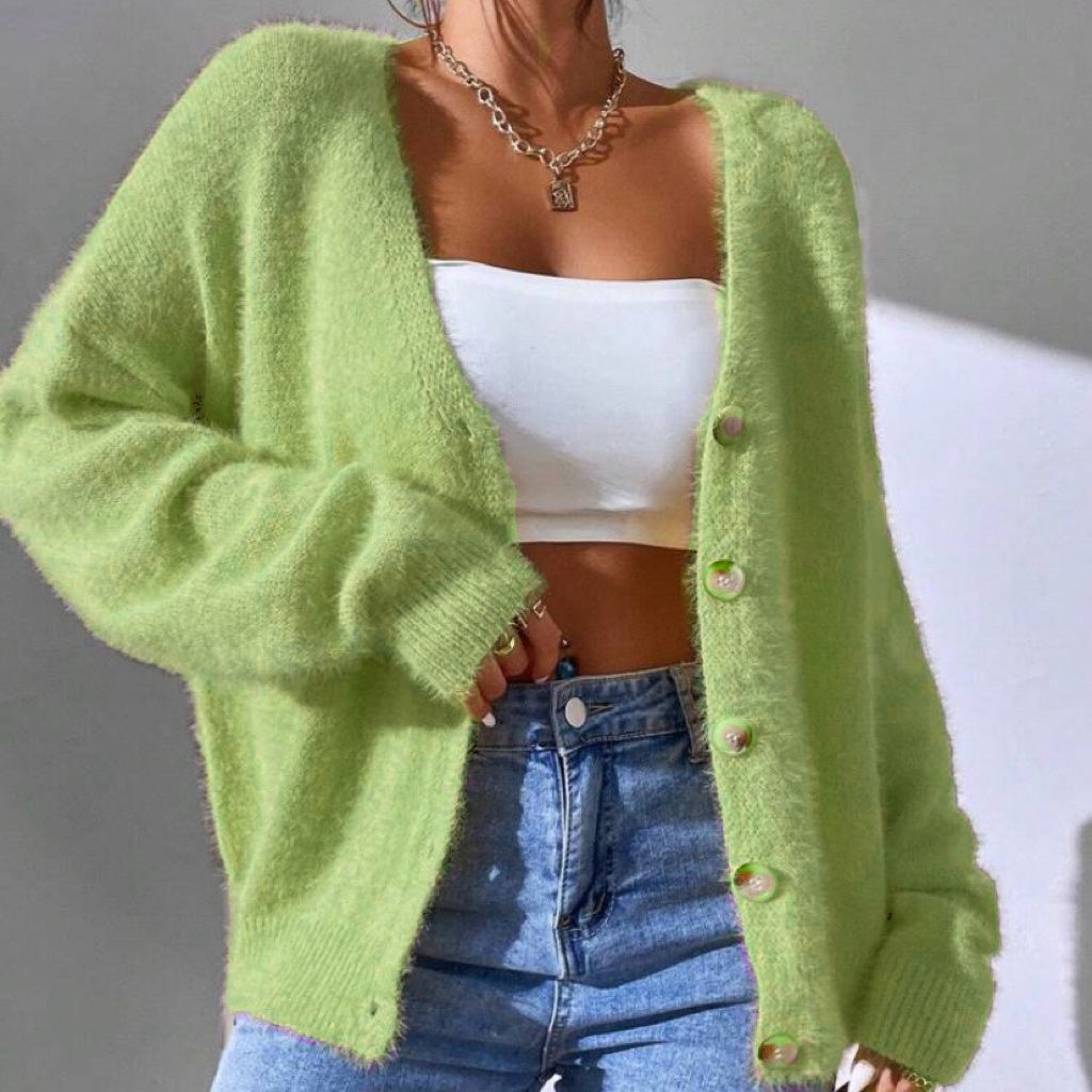Damen Cardigan Weich Strick Lässig Gold