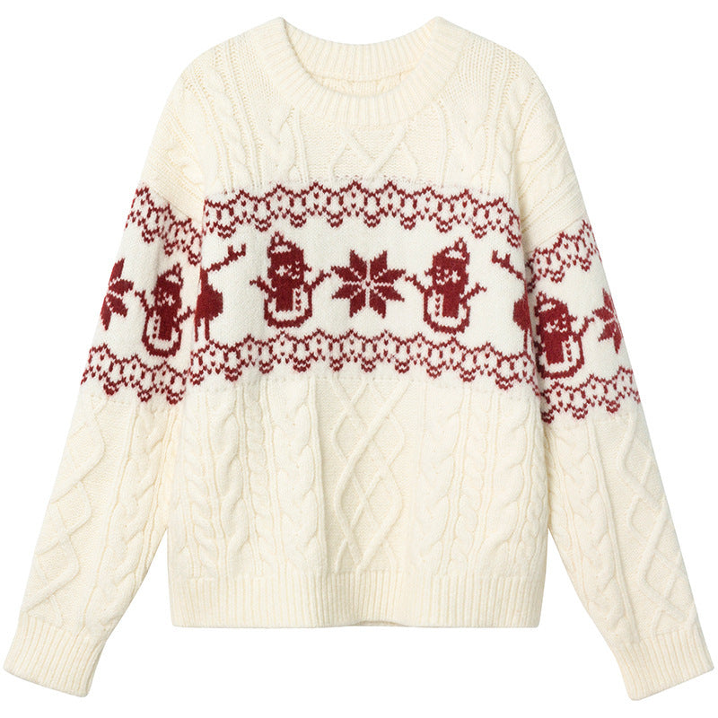 Weihnachtspullover Damen Festlich Schneemann Design