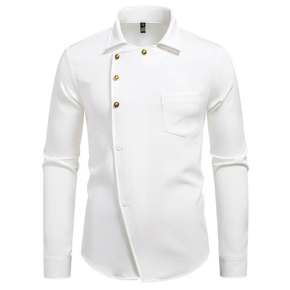 Elegantes Herrenhemd Asymmetrisch Knöpfe Modern Style