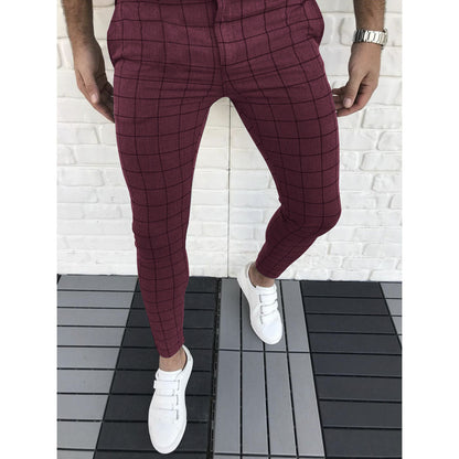 Herren Slim Fit Anzughose Karomuster Modern
