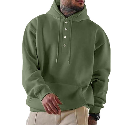 Herren Hoodie Kapuze Trendy Knopfverschluss Praktisch