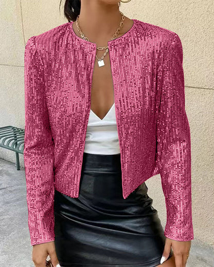 Modisches Kleid | Glänzender Stehkragen Kurzmantel