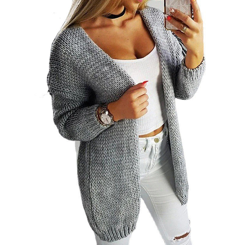 Damen Cardigan Lässig Offen V-Ausschnitt