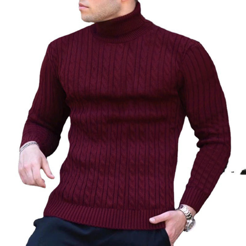 Herren Rollkragenpullover Elegantes Zopfmuster Design - IdealeKleiden