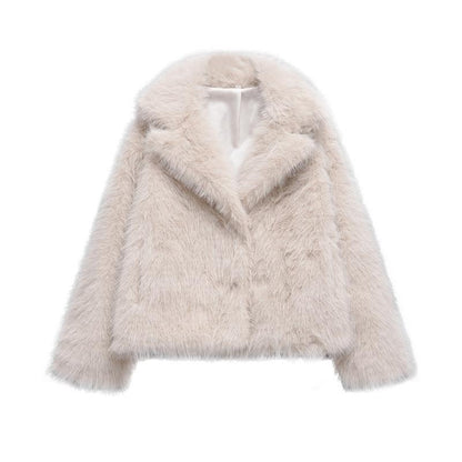 Damen Fellblazer Elegant Lang