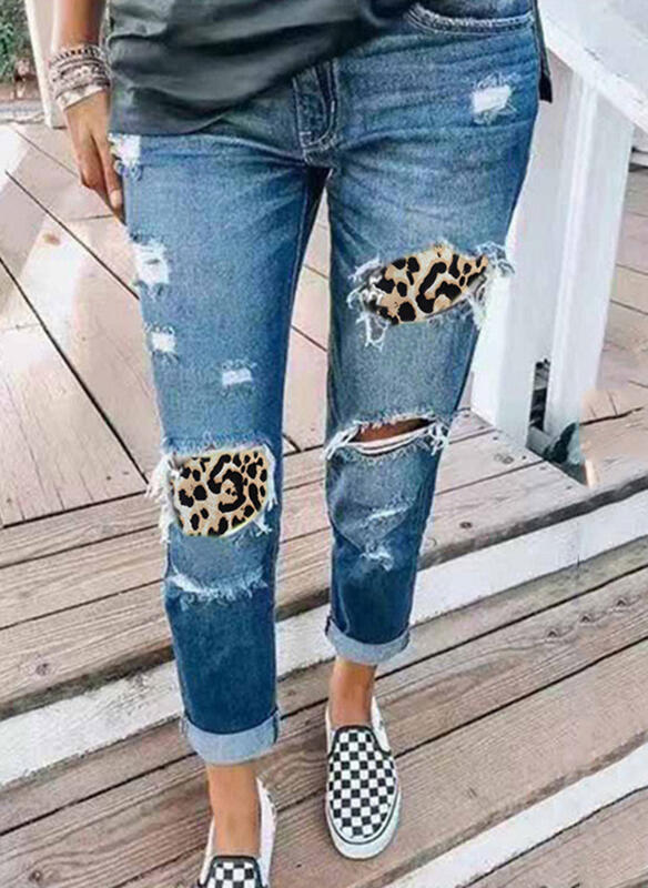 Damen Boyfriend Jeans Trendy Mit Nieten - IdealeKleiden