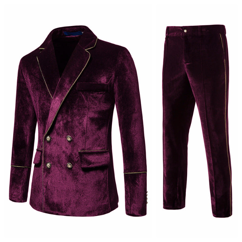 Herren Anzug Samt Elegant Gold