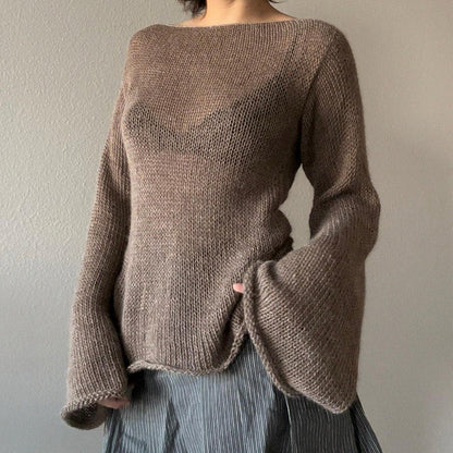 Elegante Strickpullover Damen Spitze Detail