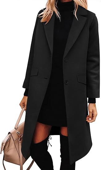Damen Trenchcoat Elegant Lang Wollmantel Klassik