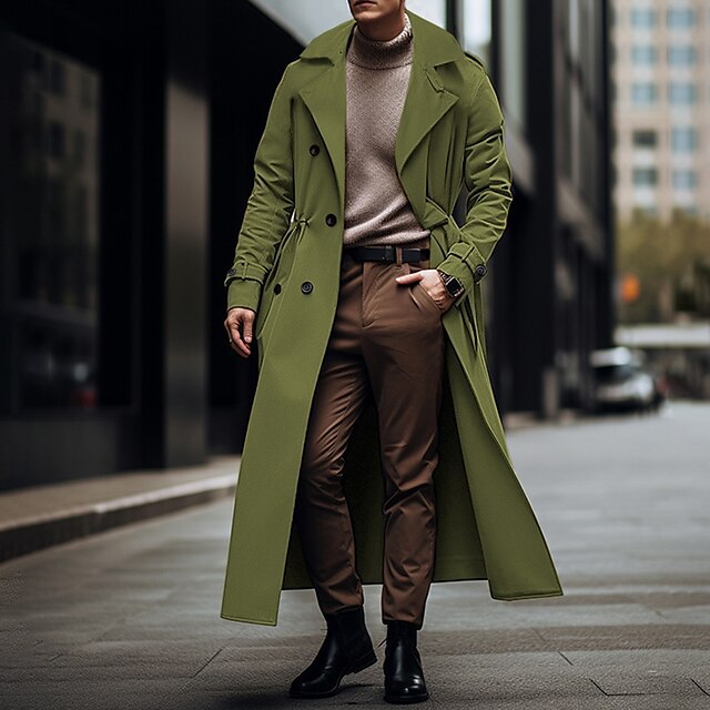 Herren Trenchcoat Elegant Hochwertig Verarbeitet
