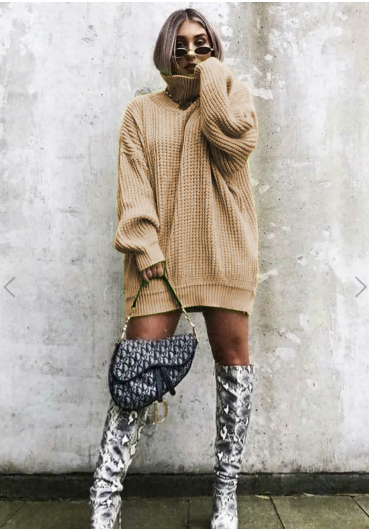 Damen Strickpullover Oversized Waffelmuster Trendy Style