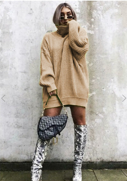 Damen Strickpullover Oversized Waffelmuster Trendy Style