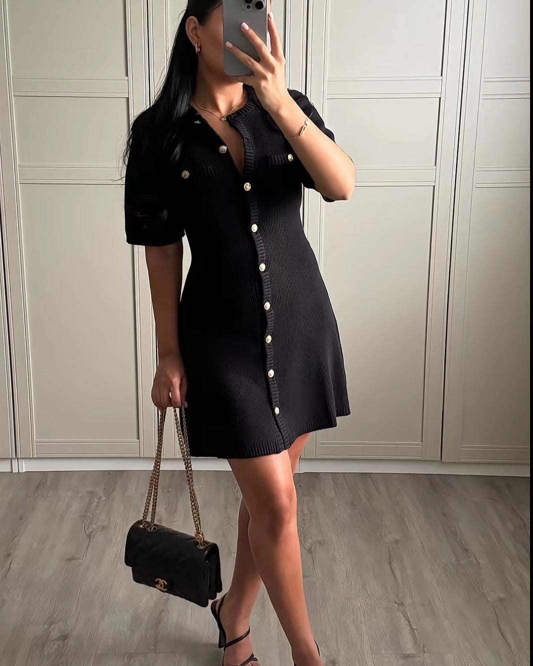 Damen Strickkleid Elegant Kurzärmlig