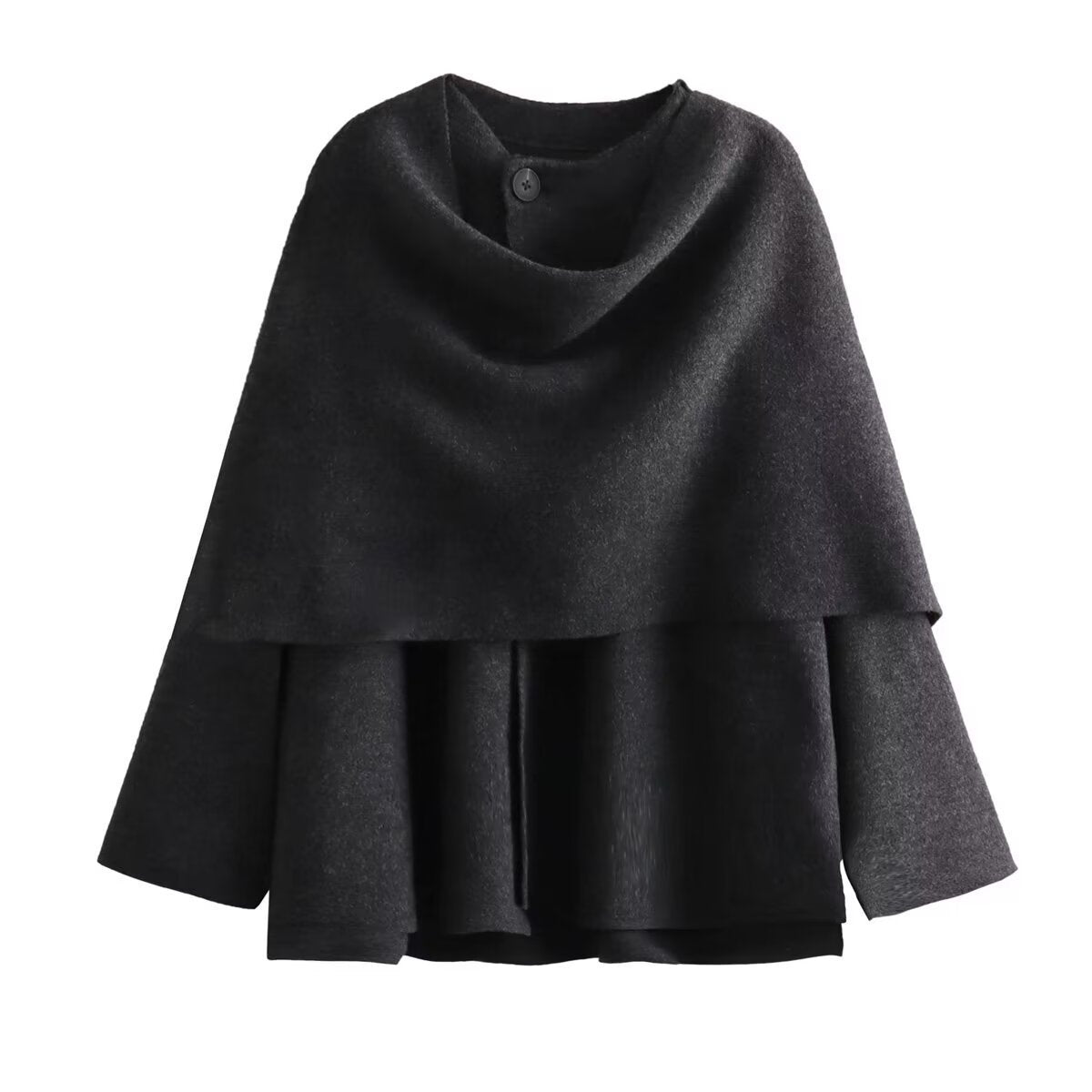 Damen Asymmetrische Ponchojacke Weich Fleece Überwurf