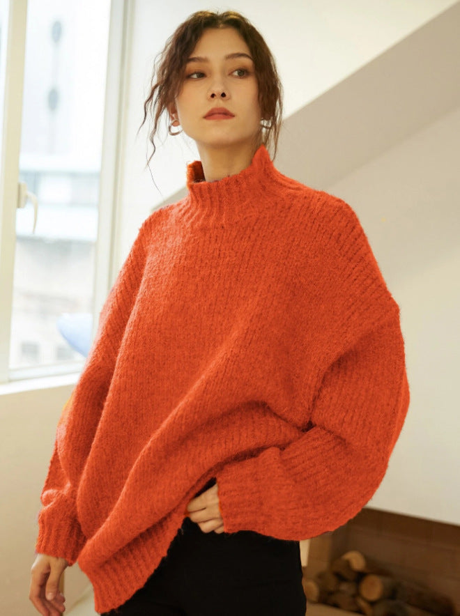Damen Grobstrick Pullover Bequem Elegant