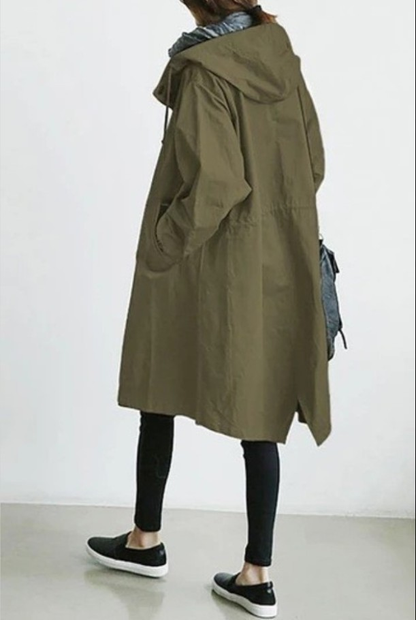 Damen Oversized Trenchcoat Kapuzenmantel Stilvoll