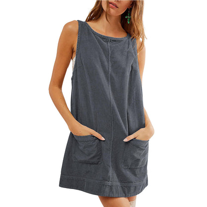 Damen Jerseykleid Lässig Rundhals mit Taschen