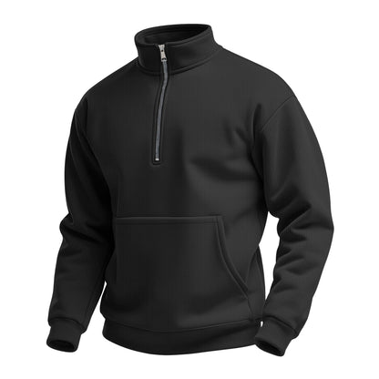 Herren Fleece Pullover Stehkragen Kängurutasche Praktisch
