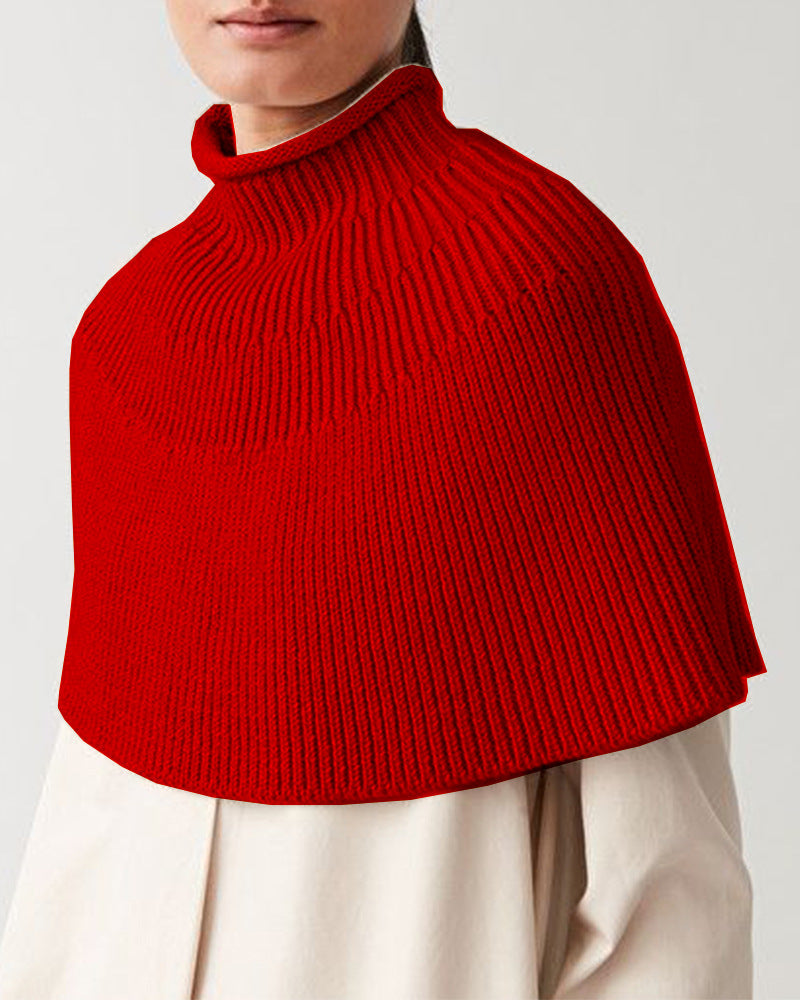 Damen Strickcape Elegantes Design Hochkragen