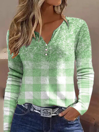 Damen Langarmshirt Elegantes Design mit Knöpfen