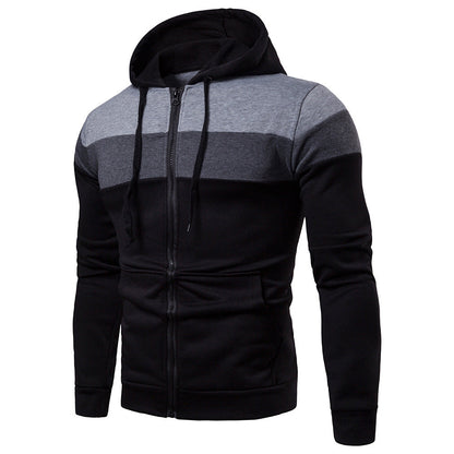 Herren Sportjacke Farbblock Design Kapuze