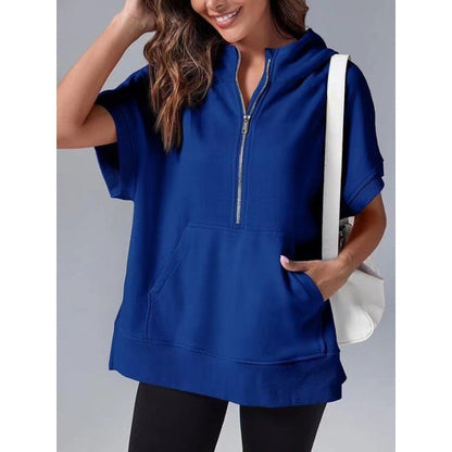 Damen Kapuzenpullover Lässig Mit Taschen Und Reißverschluss