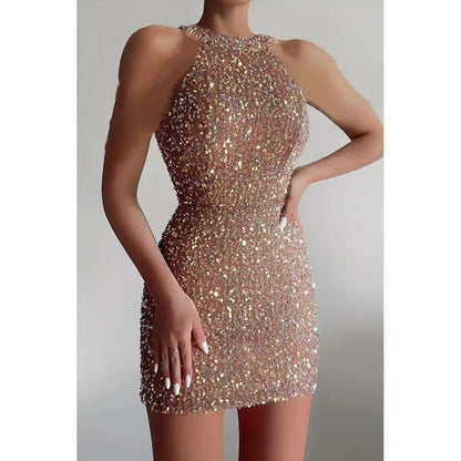 Glamouröses Pailletten-Kleid Damen Elegant Figurbetont