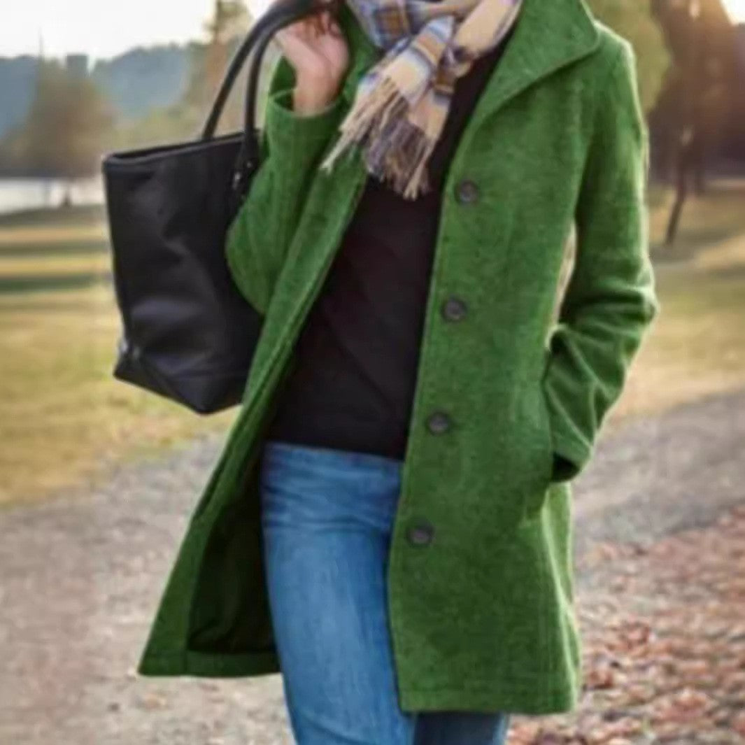 Damen Wollmantel Elegant Lang Schlicht