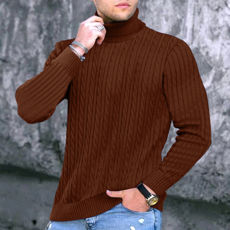 Herren Rollkragenpullover Elegantes Zopfmuster Design