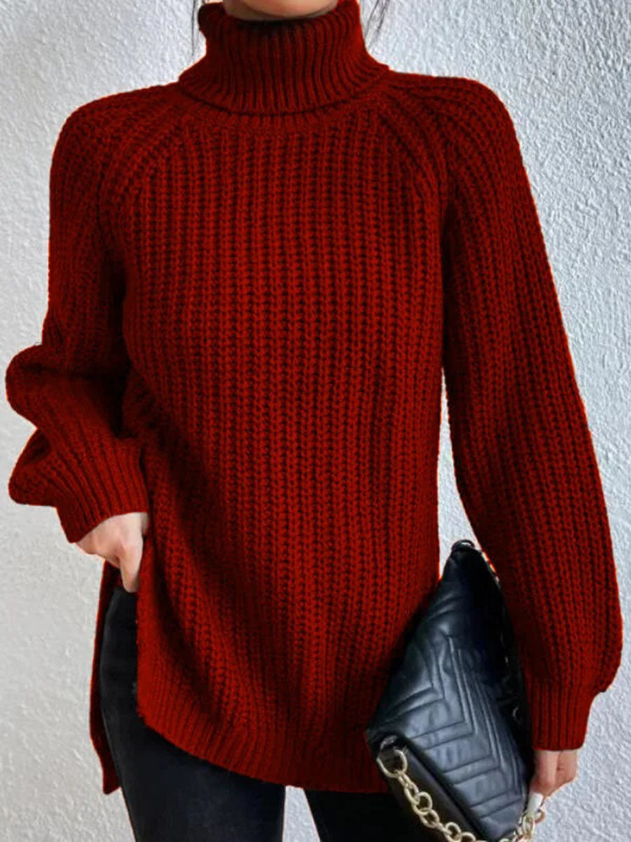 Damen Pullover Langarm Ribbed Oversized Trend