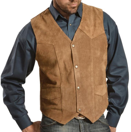 Herren Lederweste Rustikal Stylish Mit Taschen - IdealeKleiden