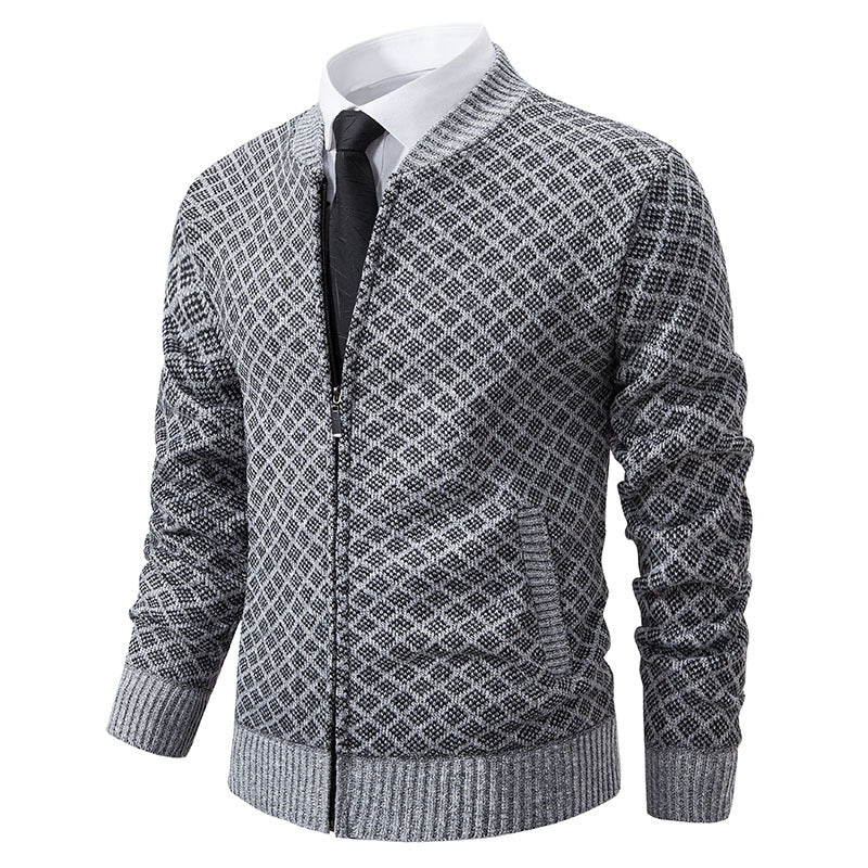 Herren Strickjacke Moderne Zippverschluss Strukturiert Stilvoll