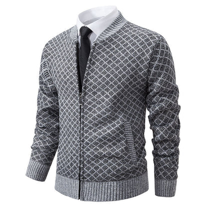 Herren Strickjacke Moderne Zippverschluss Strukturiert Stilvoll