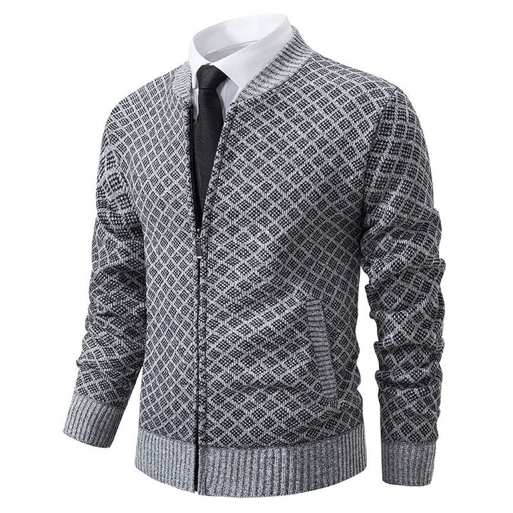 Herren Strickjacke Moderne Zippverschluss Strukturiert Stilvoll