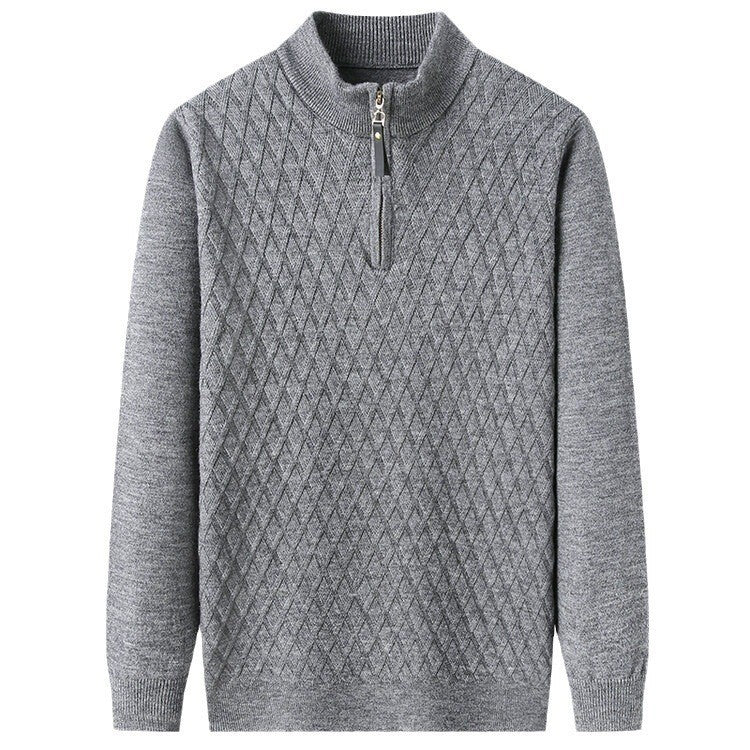 Herren Strickpullover Rautenmuster Modern Reißverschluss