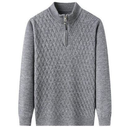 Herren Strickpullover Rautenmuster Modern Reißverschluss