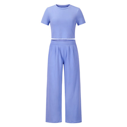 Damen Bequemes Sommer-Top mit weitem Hosen-Set