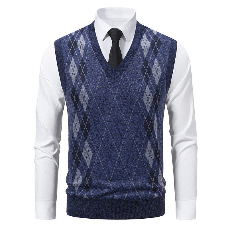 Herren Pullunder Argyle Muster Elegantes Design