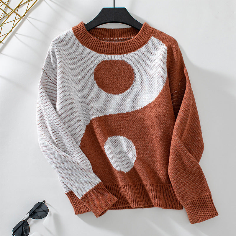Damen Pullover Trendig Yin Yang Motiv