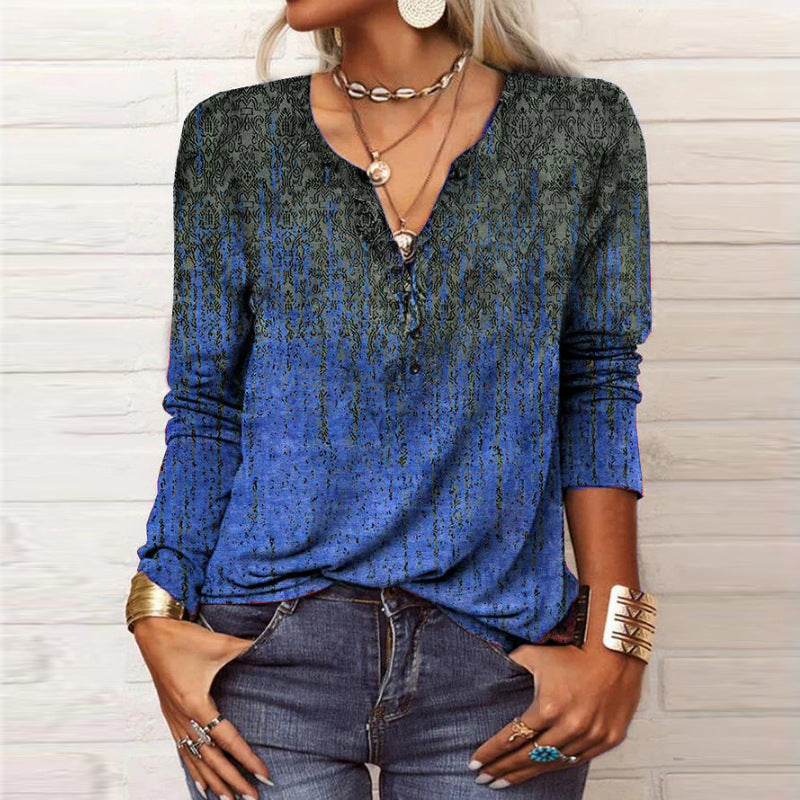 Damen Casual-Shirt Langarm Muster Trendy