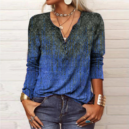 Damen Casual-Shirt Langarm Muster Trendy