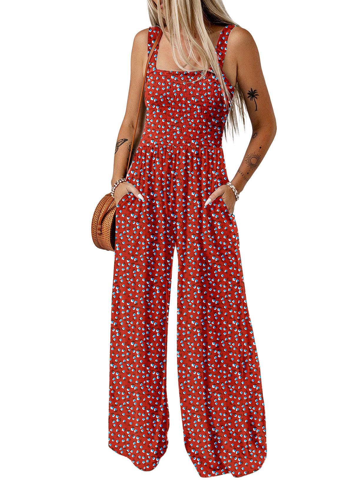 Eleganter Damen-Jumpsuit Blumenmuster Sommer