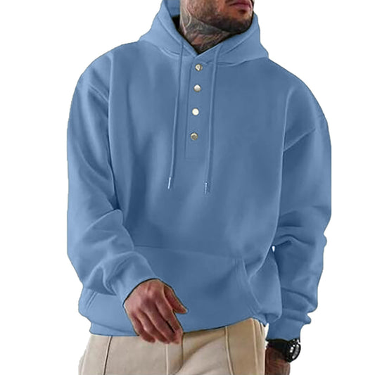 Herren Hoodie Kapuze Trendy Knopfverschluss Praktisch - IdealeKleiden