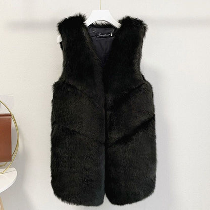 Damen Pelzweste Luxus Mantel