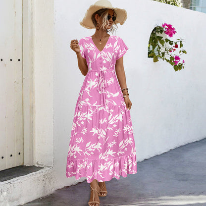 Sommer Maxikleid Damen Blumenmuster Elegant